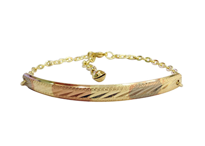 Three Tone Gold Plated Diamond Cut Bangle Bracelet